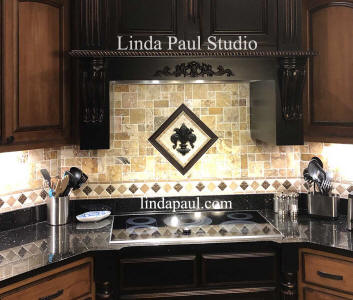 installation picture of fleur de lis medallion