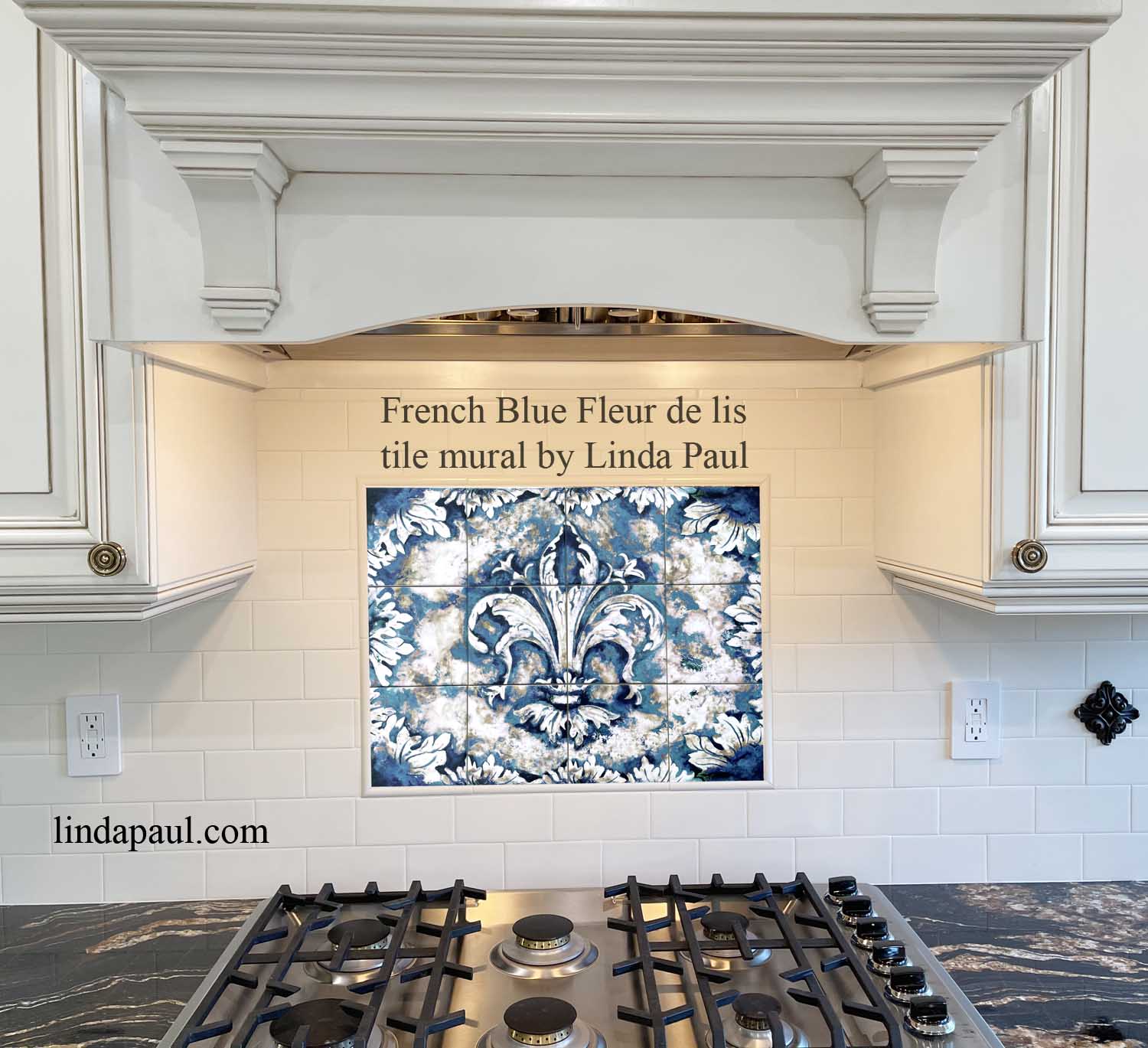 Fleur De Lis Tile Backsplash Mural For, Backsplash Tile For Kitchen Blue