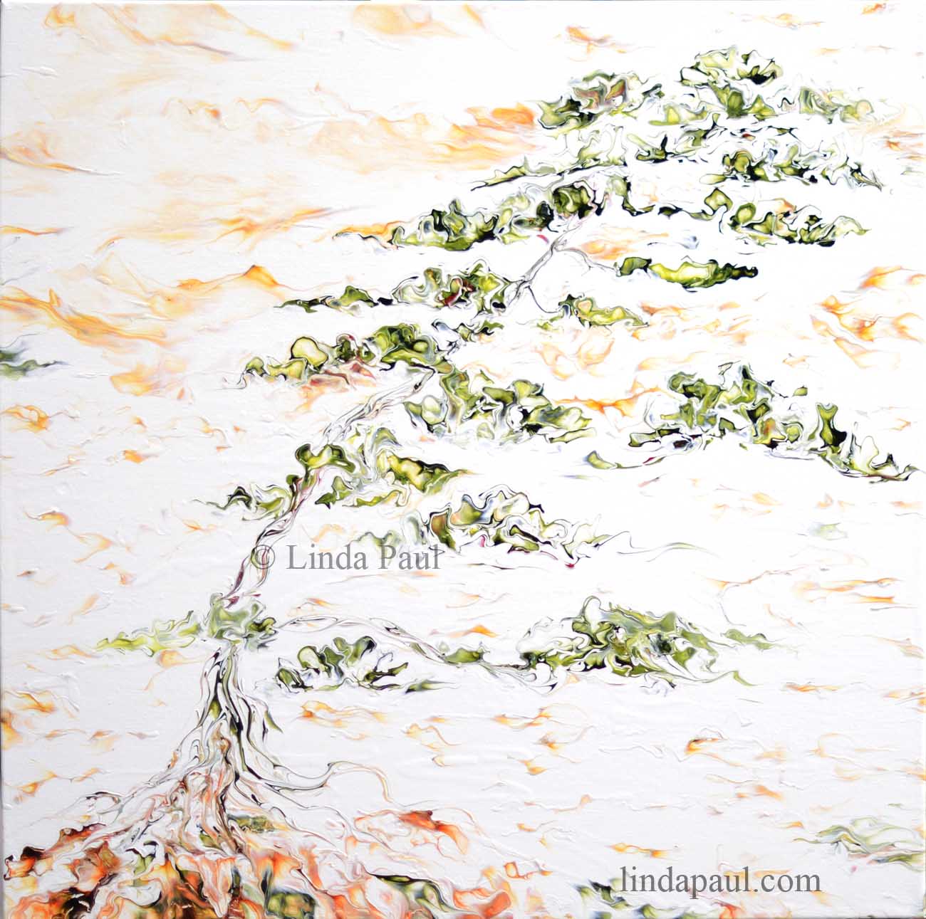 Bonsai Tree Painting for sale by artist Abstract Windswept Bonsai Art