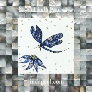 blue dragonfly tile art