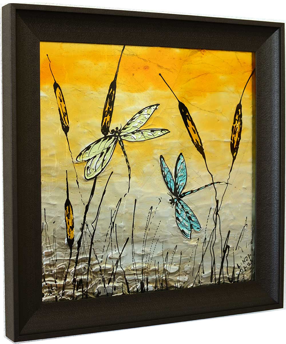 dragonfly art glass tile