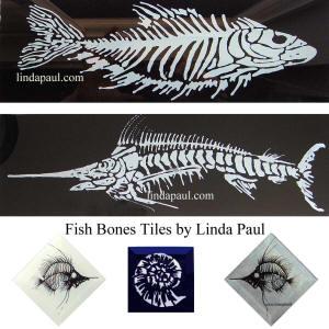 black and white fish skeleton tiles