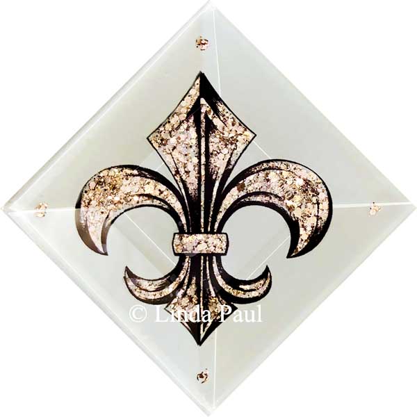 Bronze Sparkle Fleur De Lis Glass Tile