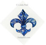 blue white silver fluer de lis tile