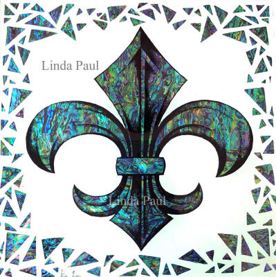 fleur de lis and paua shell tile