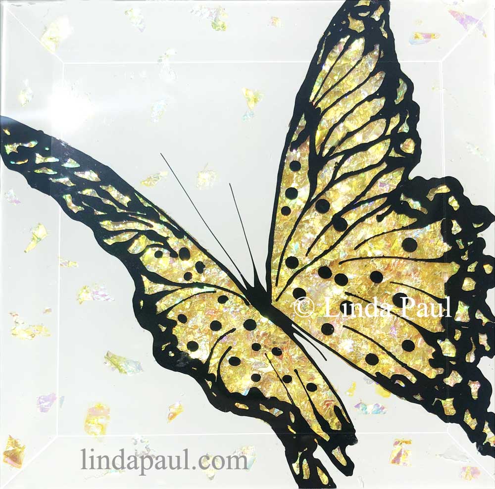 Butterfly gold tile
