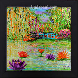 original painitng of monet's garden and pond water lilies