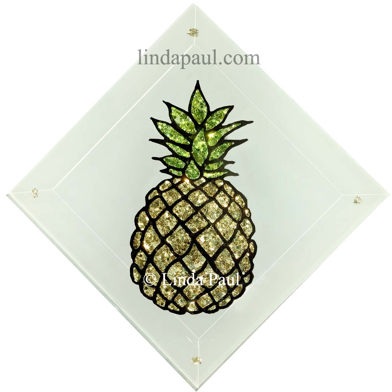 Pineapple And Palm Tree Tropical Tiles Handmade Glass Tiles