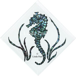 seahorse tile blue and white