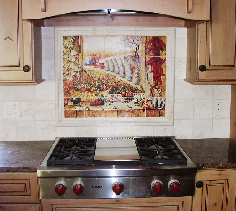 Mexican Tile Murals Chili Pepper Kitchen Backsplash Mural