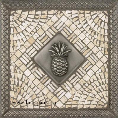 Pineapple kitchen backsplash tile medallion