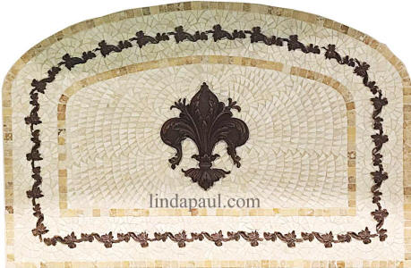 arched fleur de lis mosaic backsplash