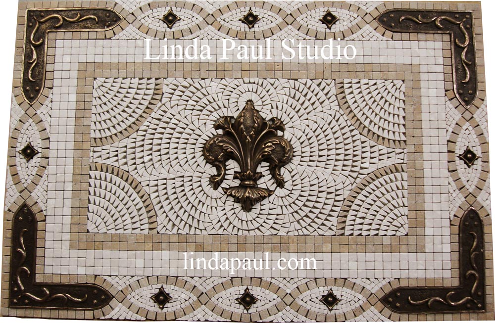 Fleur De Lis Backsplash Tile Mosaic Medallion Mosaics Art Mural Fleur De Lis Backsplash Tile Mosaic