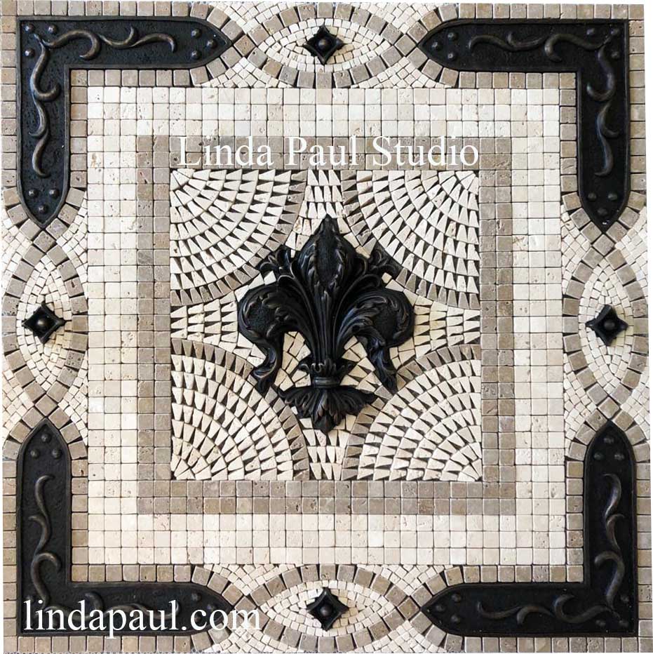 Fleur De Lis Backsplash Tile Mosaic Medallion Mosaics Art Mural