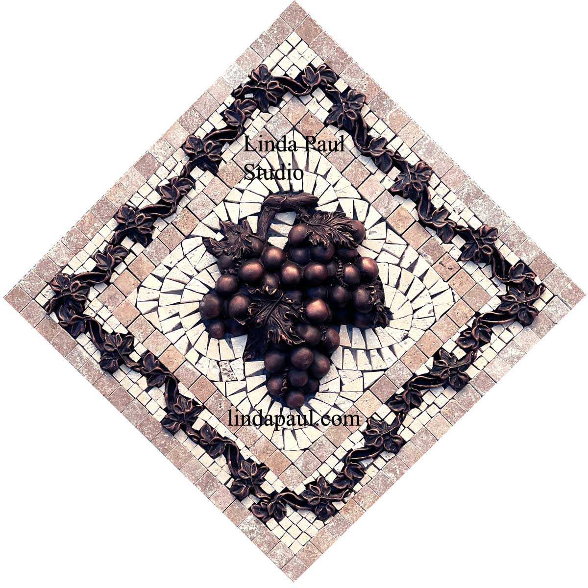Grapes Mosaic Tile Medallion Kitchen Backsplash Mural Mosaics