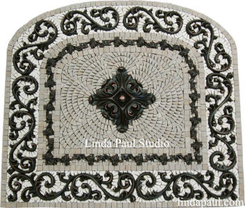 Rachel Flower Arched Kitchen backsplash medallion