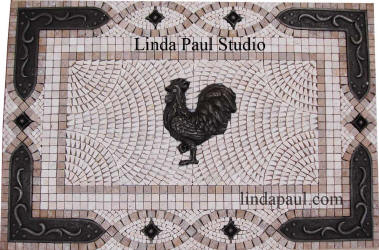 Rooster backsplash moscai tile medallion