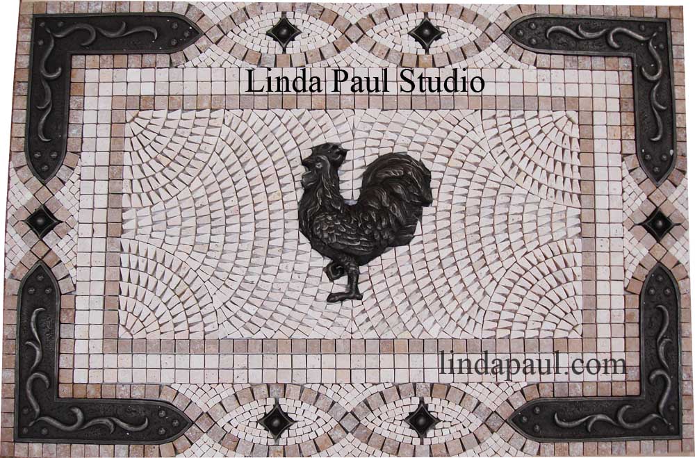 Rooster Mosaic Tile Rooster Tile Medallion French Country Kitchen Backsplash Ideas