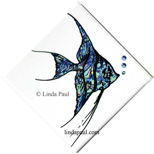 blue white fish tile