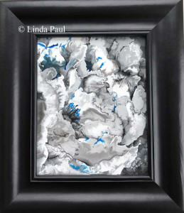 abstract flower painting grey blue white