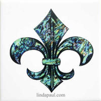 green fleur de lis ceramic tile accent