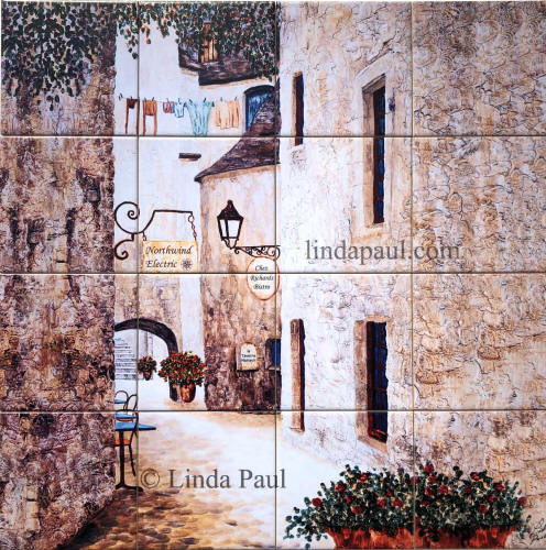 sqaure french country tile mural