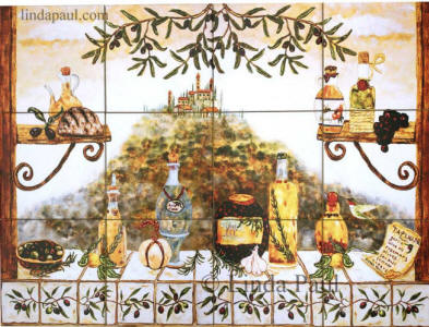 Tuscany italy tile mural backsplash