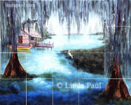 bayou tile backsplash mural