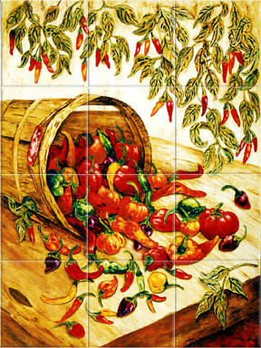 Mexican Home Decor Peppers Kitchen Backsplash Tiles Murals Mexican Home Decor Tile Backsplash