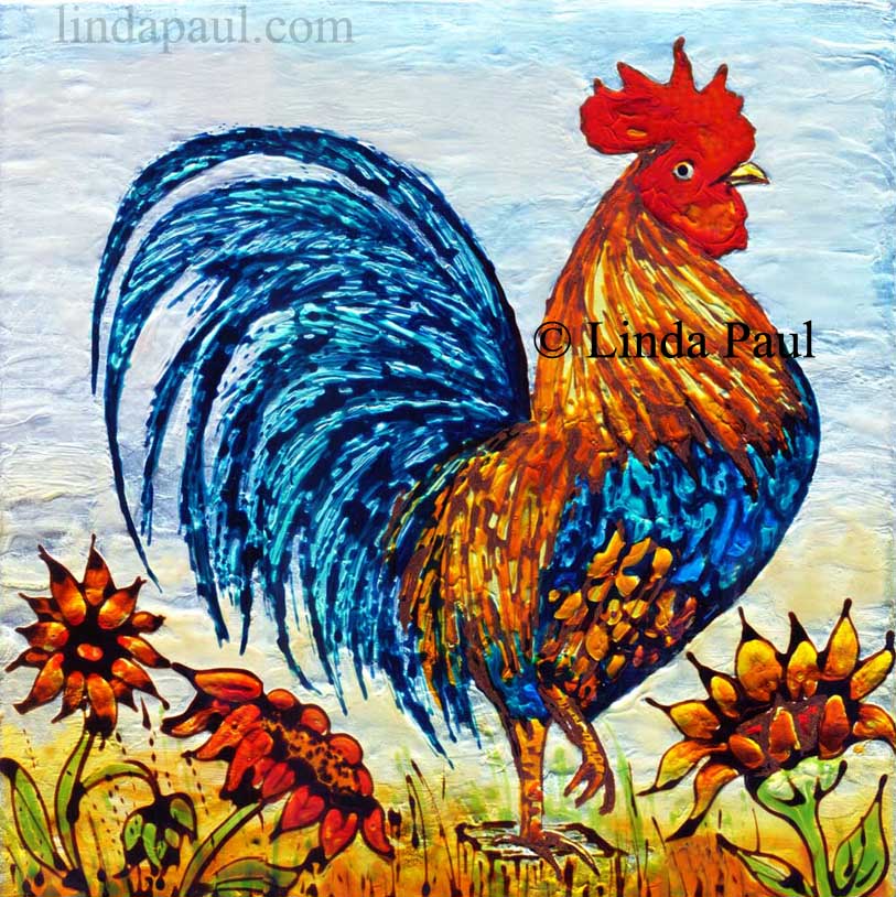 rooster decor framed wall art or backsplash tile for kitchen