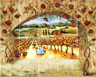 roses n Vines tile mural backsplash