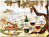 vineyard tile mural 24x18