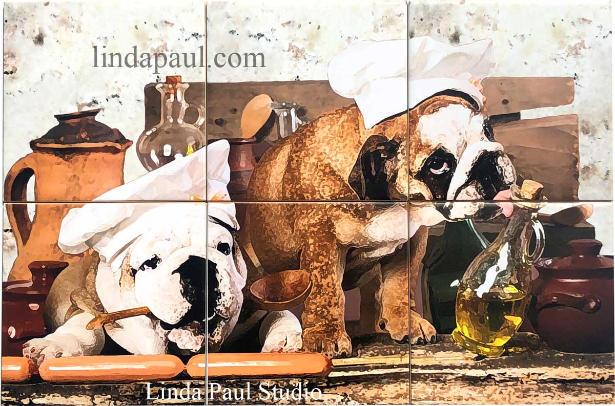 Tile Mural Backsplash Ceramic Jensen Dog Canine Pet Art DJ004 