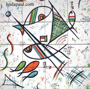 picasso fish tile mural
