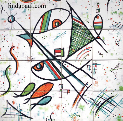 picasso fish tile mural