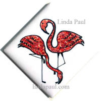 diagonal 2x2 coral flamingo tile