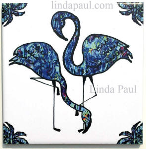 ocean blue Flamingo tile