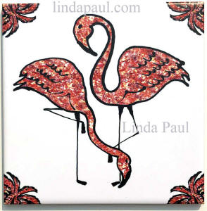 coral flamingo ceramic tile