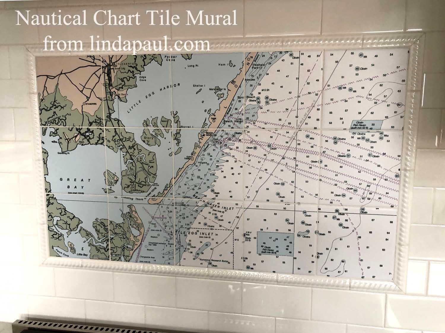 Nautical Tile Backsplash Mullen Sailboat Boat Chart Art Ceramic Mural SM029 