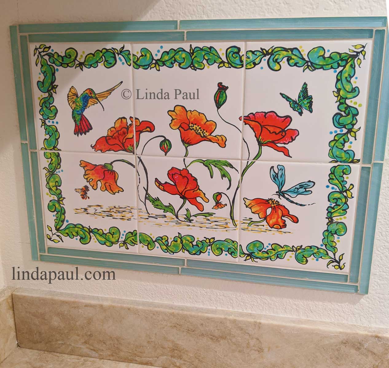 Two Hummingbirds at a Nest Tile Mural Kitchen Bathroom Backsplash Marble Ceramic 