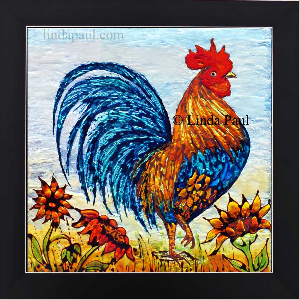 Rooster Decor - Framed Wall Art Or Backsplash Tile For Kitchen - Rooster Decor - Framed Wall Art Or Backsplash Tile For Kitchen